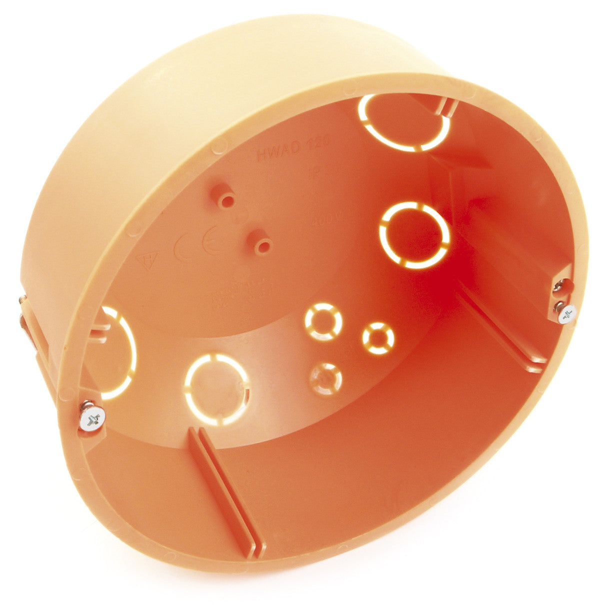 Doză legătură Ø 120 mm, portocalie cu capac alb, clorfree