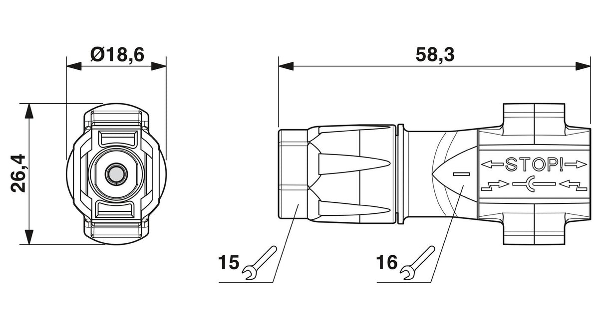 Conector Sunclix PV 2.5-6mm², 1100 VDC, 35 A, toolless
