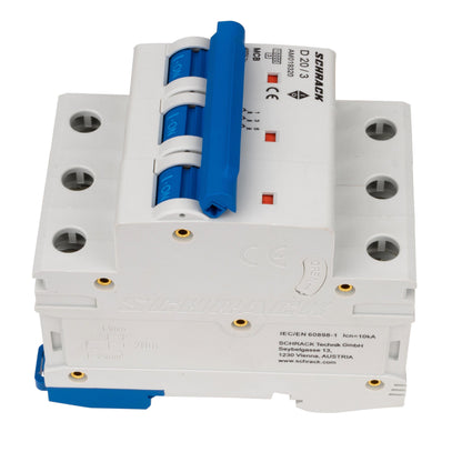 Întreruptor automat modular (MCB) AMPARO 10kA, D 20A, 3 poli