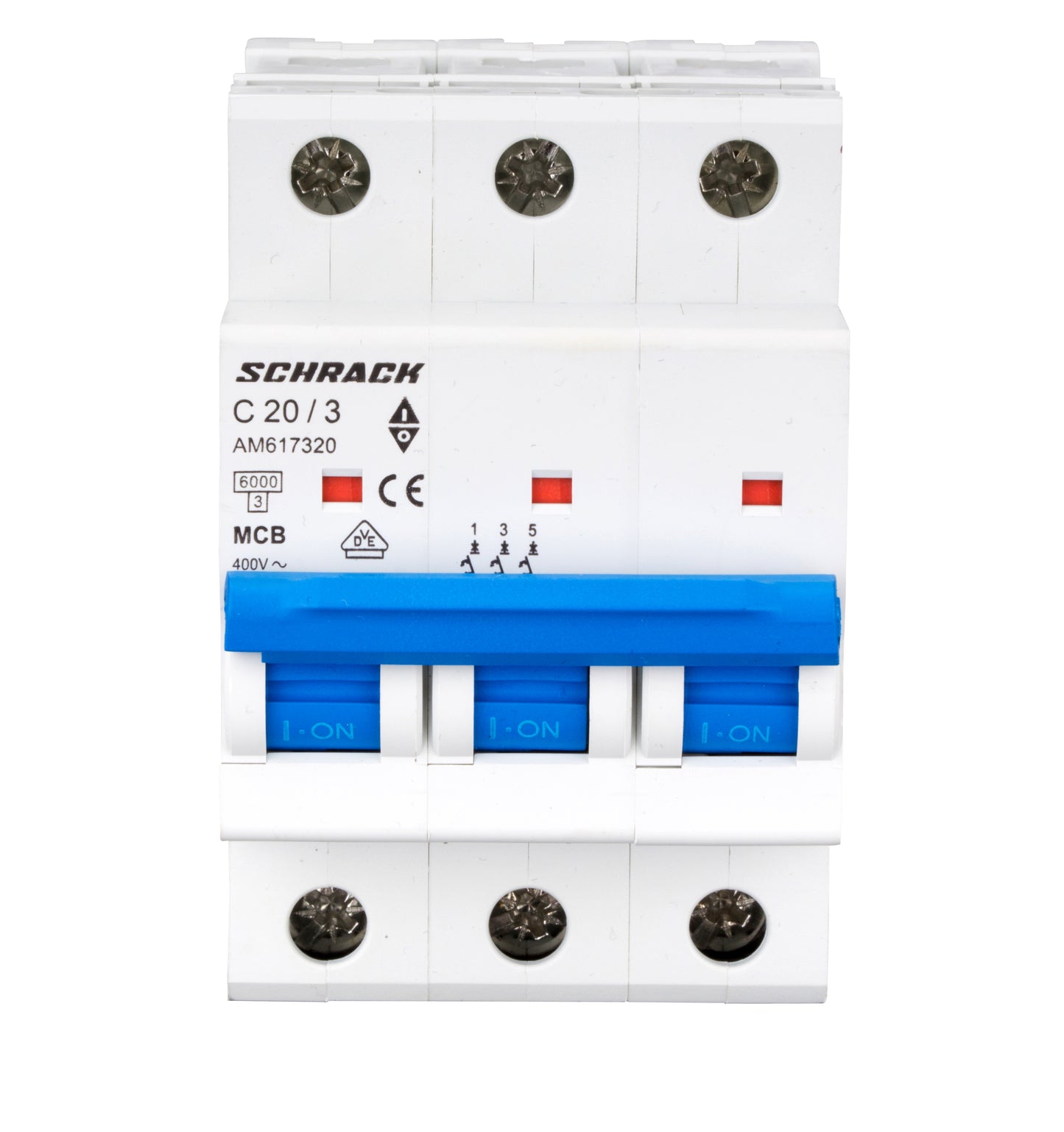 Întreruptor automat modular (MCB) AMPARO 6kA, C 20A, 3-poli