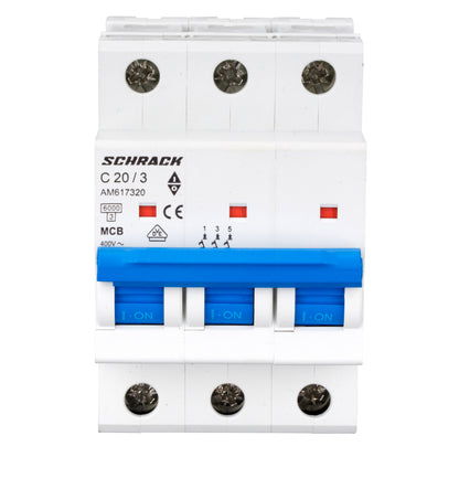 Întreruptor automat modular (MCB) AMPARO 6kA, C 20A, 3-poli