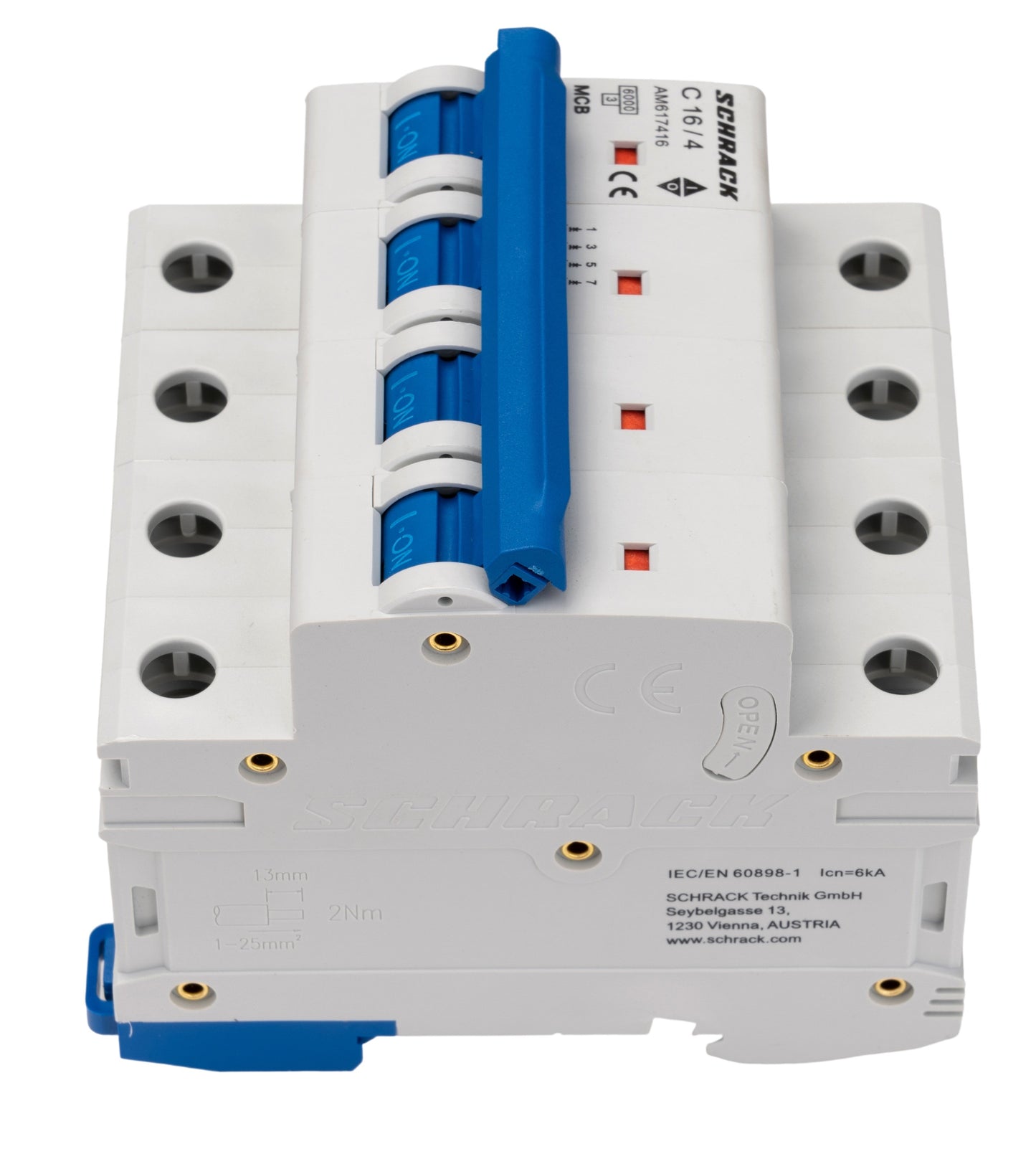 Miniature Circuit Breaker (MCB) AMPARO 6kA, C 16A, 4-pole