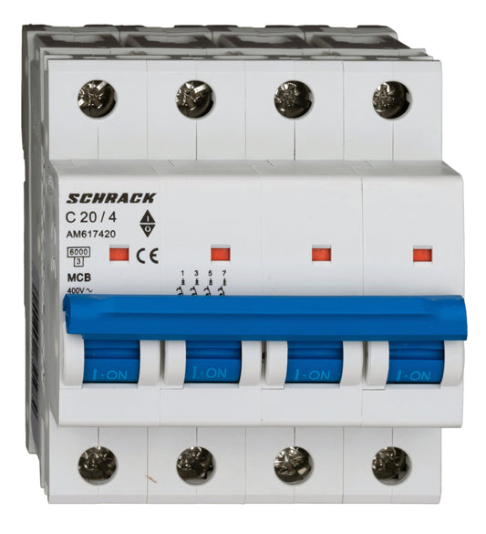 Miniature Circuit Breaker (MCB) AMPARO 6kA, C 20A, 4-pole
