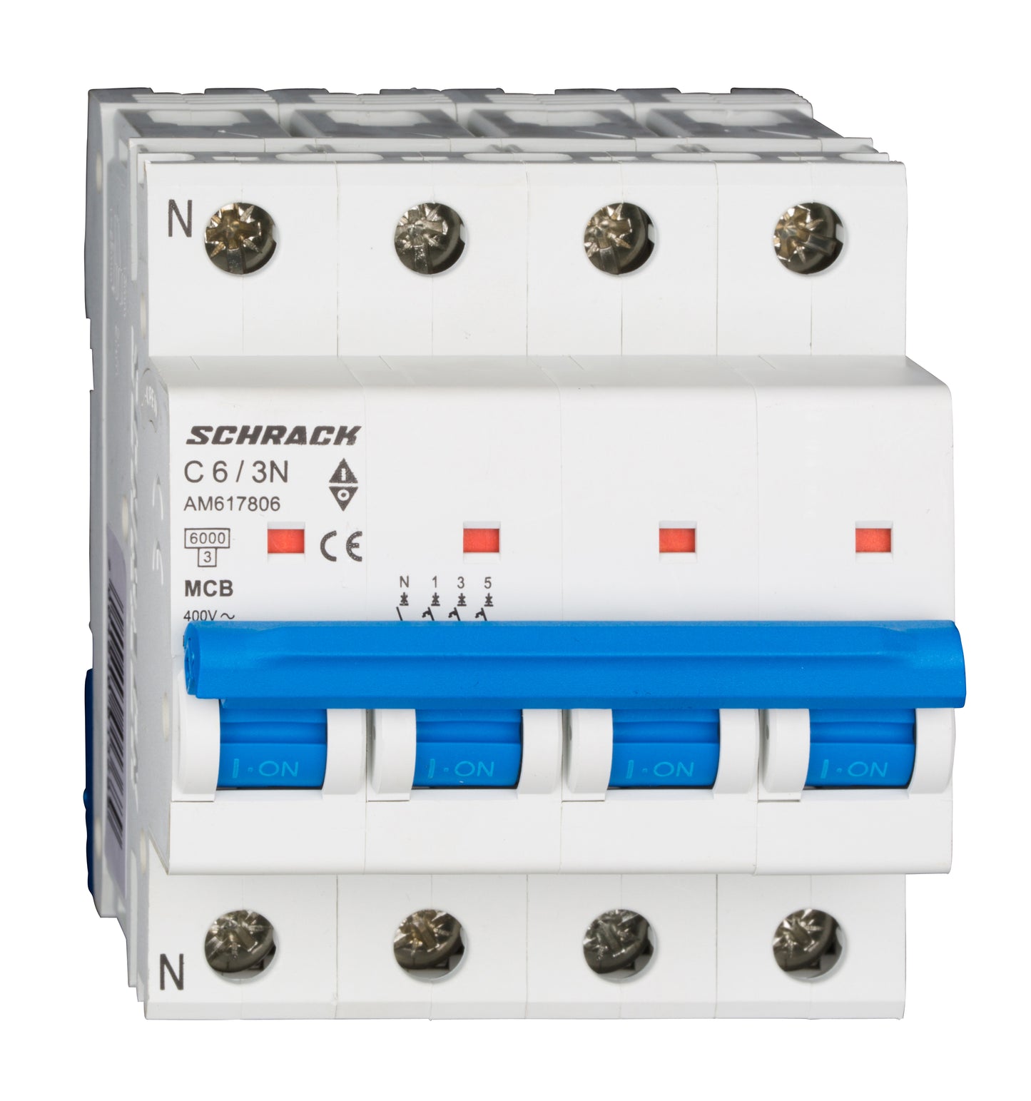 Întreruptor automat modular (MCB) AMPARO 6kA, C 6A, 3P+N