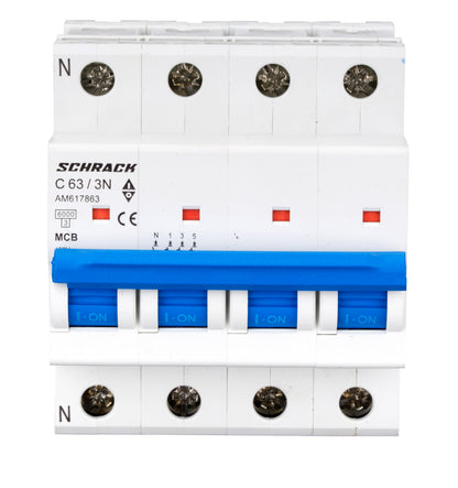 Întreruptor automat modular (MCB) AMPARO 6kA, C 63A, 3P+N