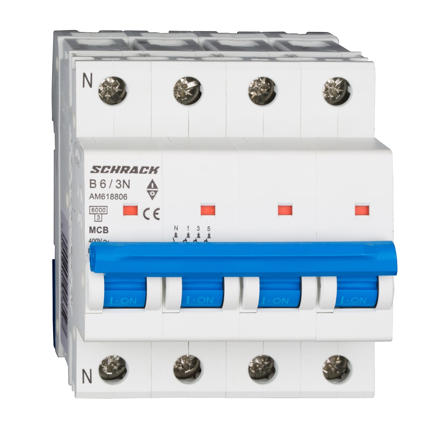 Întreruptor automat modular (MCB) AMPARO 6kA, B 6A, 3P+N