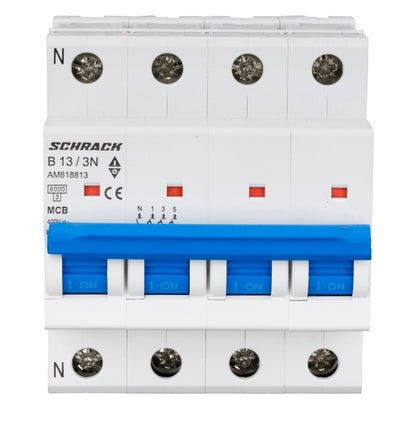 Întreruptor automat modular (MCB) AMPARO 6kA, B 13A, 3P+N
