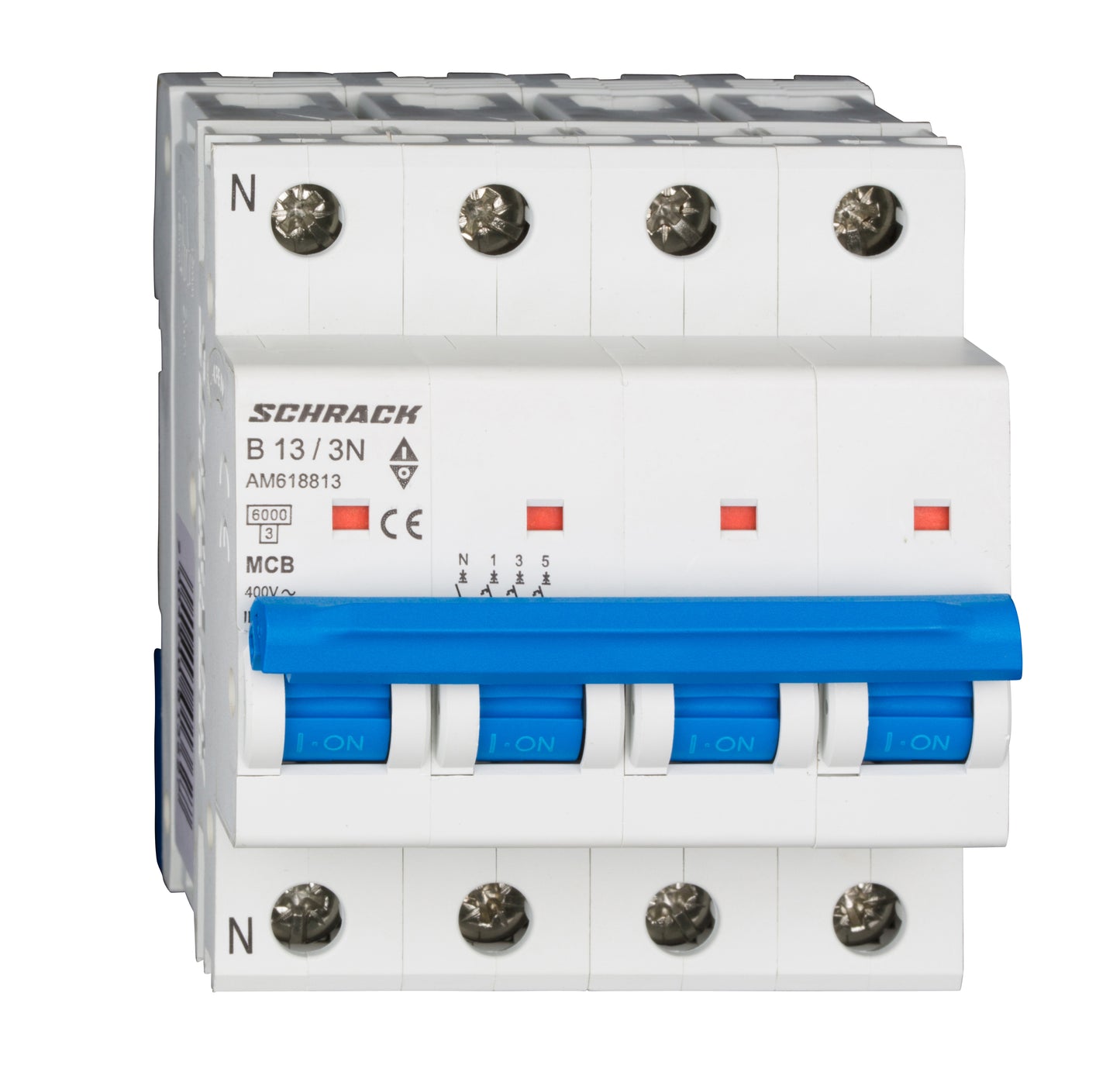 Întreruptor automat modular (MCB) AMPARO 6kA, B 13A, 3P+N