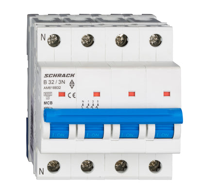 Întreruptor automat modular (MCB) AMPARO 6kA, B 32A, 3P+N