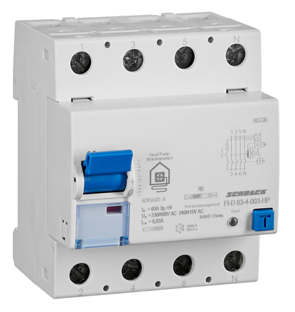 RCCB 63A, 4-pole, 30mA, Type B, for heat pumps