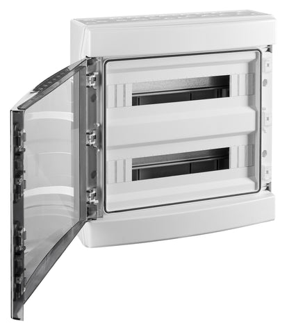 Dulap distrib. apl. IP65, 36U pe 2 rând, cu uşă transparentă