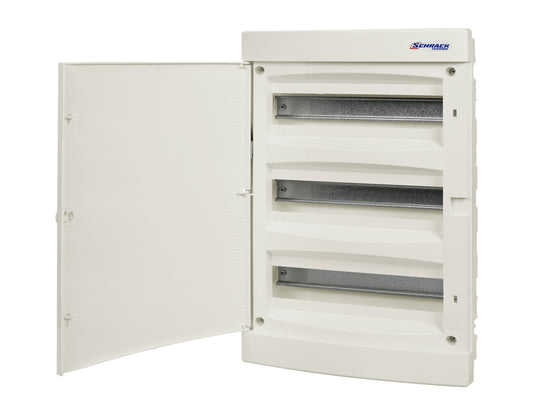 Dulap distrib. încastr. 3r-54UH, uşă din plastic alb mat