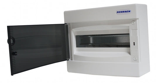 Dulap distrib. montaj apl, 1 rând, 12UH, uşă transp.