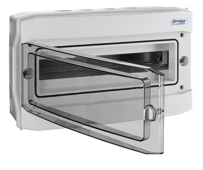 Cofret mural, 1rând, 18 UH (module), transparent IP65