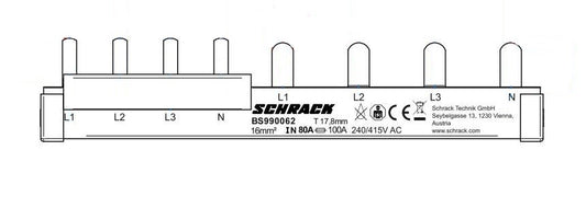 Busbar Pin Version, 4-pole, 16mm², adapter form