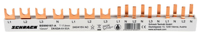 Busbar, 1xRCCB 4-pole, 1 MCB 3-pole, 5 MCB 1+N/1 MW, 12MW