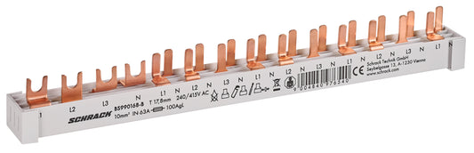 Busbar, 1xRCCB 4-pole, 10 MCB 1+N/1MW, 14MW