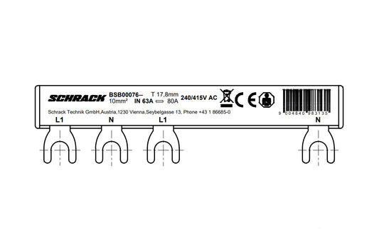Bareta 2p,L1/N RCCB-L1/N RCBO, 6M, 10mmp