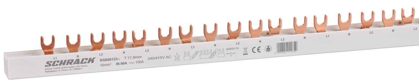 Bareta furca 4P L1,N /L2,N /L3,N 16mm², 1m