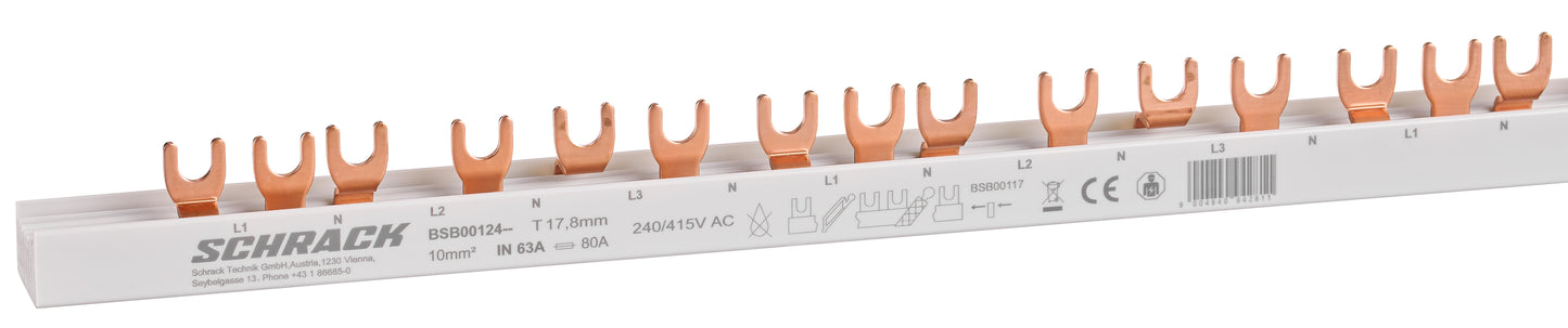 Bareta furca 4P L1,N /L2,N /L3,N 10mm², 1m