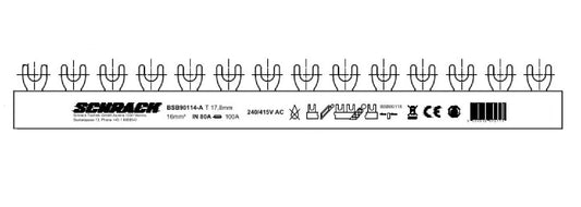 Baretă cu contacte furcă 3P, 16mm², 1m, pas=18mm