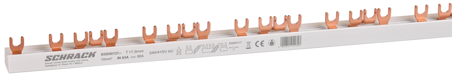 Baretă cu contacte furcă, 4P, L1/L2/L3/N, 10mmp, 1m, 56UH