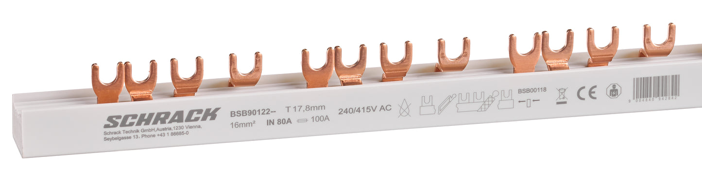Baretă cu contacte furcă, 4P, L1/L2/L3/N, 16mmp, 1m, 56UH