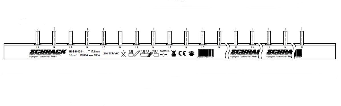 Bareta 4P, 16mm², pin, 1m