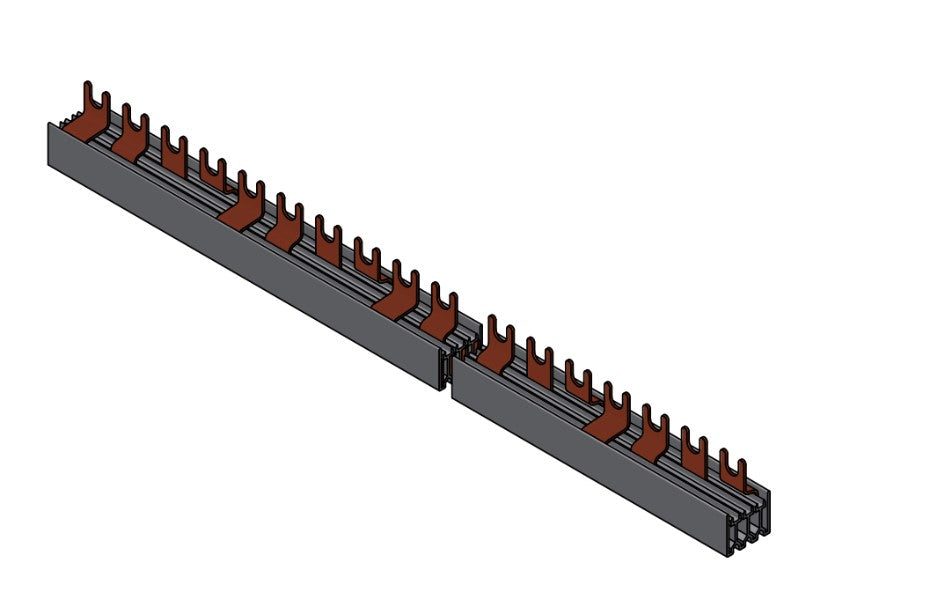 Baretă cu contacte furcă 4 Poli, N/L1/L2/L3, 10mm², 1m