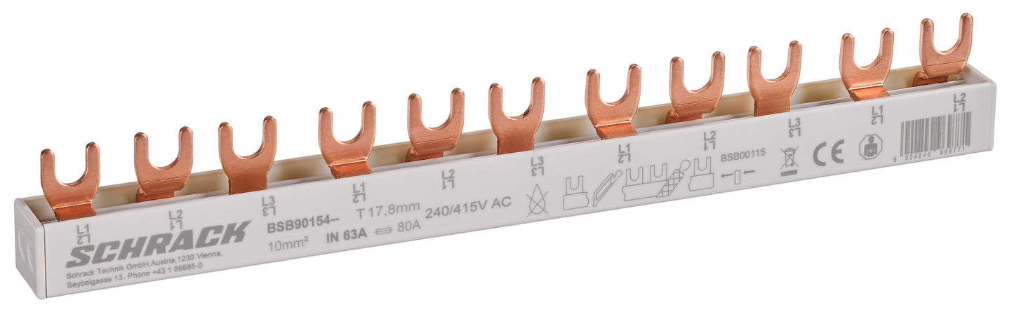 Bareta compacta furca, 1 x MCB 3P, 8x MCB 1P, 11M, 10mm²