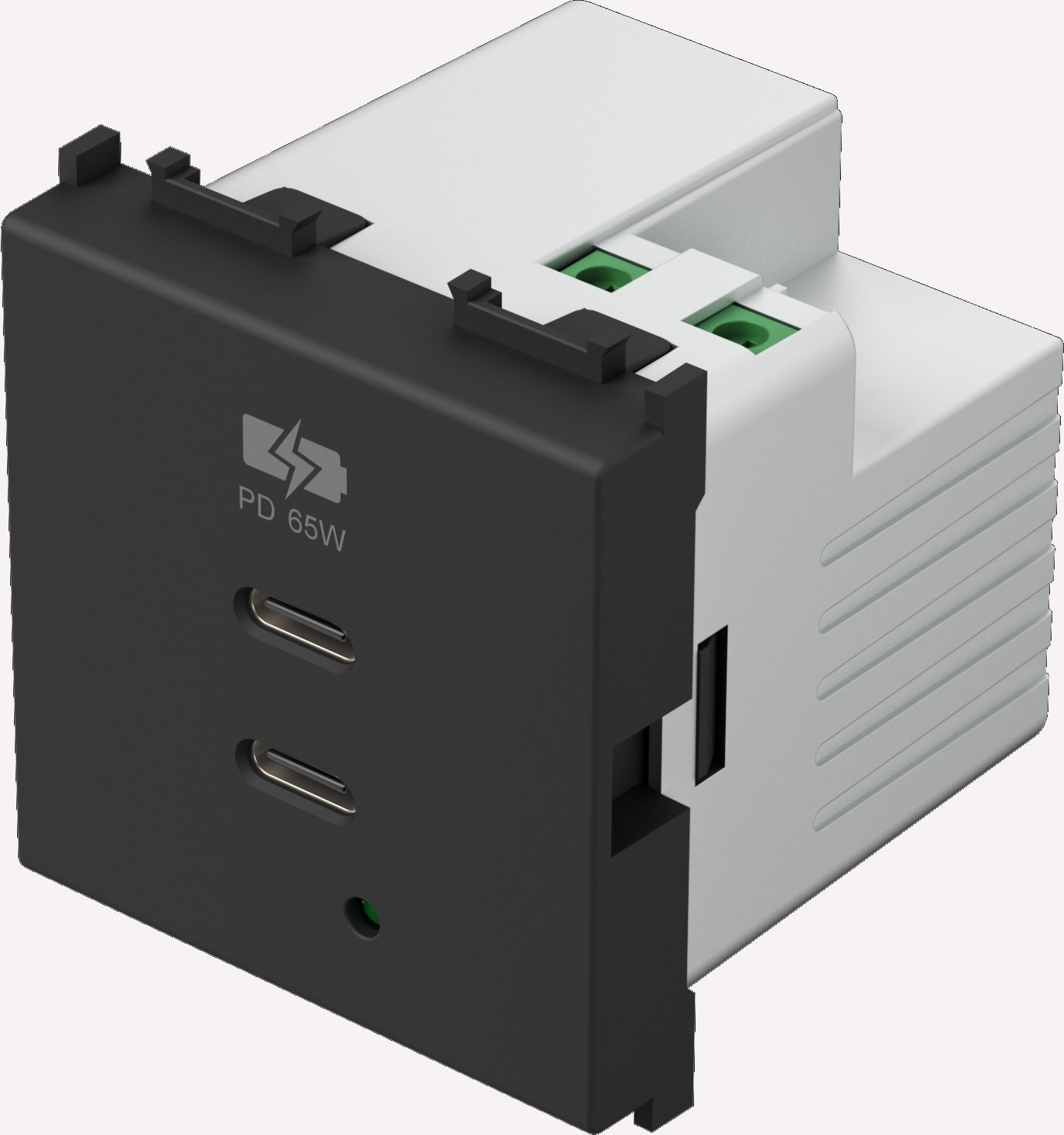 USB 2xUSB-C power supply USB-C,PD, 65W, 5V, 3A, 2M, black