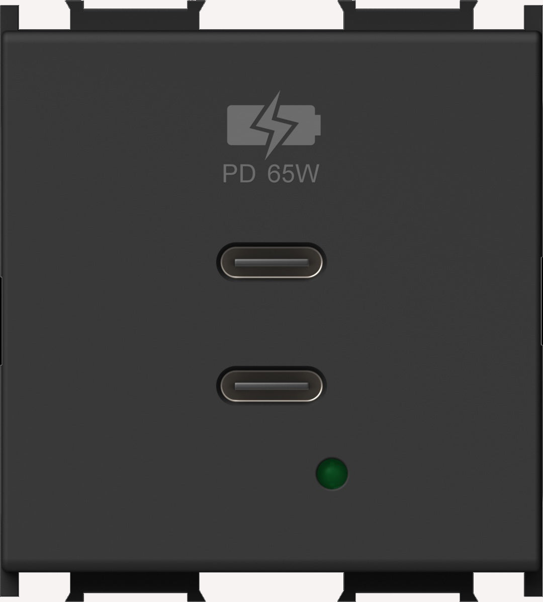 USB 2xUSB-C power supply USB-C,PD, 65W, 5V, 3A, 2M, black