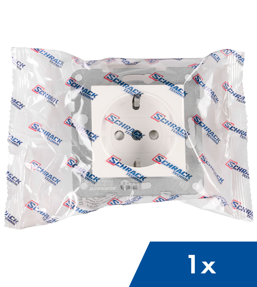 Insert priză, cu protecție, cleme elastice, alb