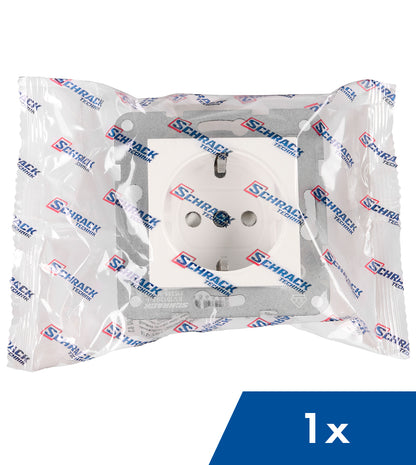 Insert priză, cu protecție, cleme elastice, alb