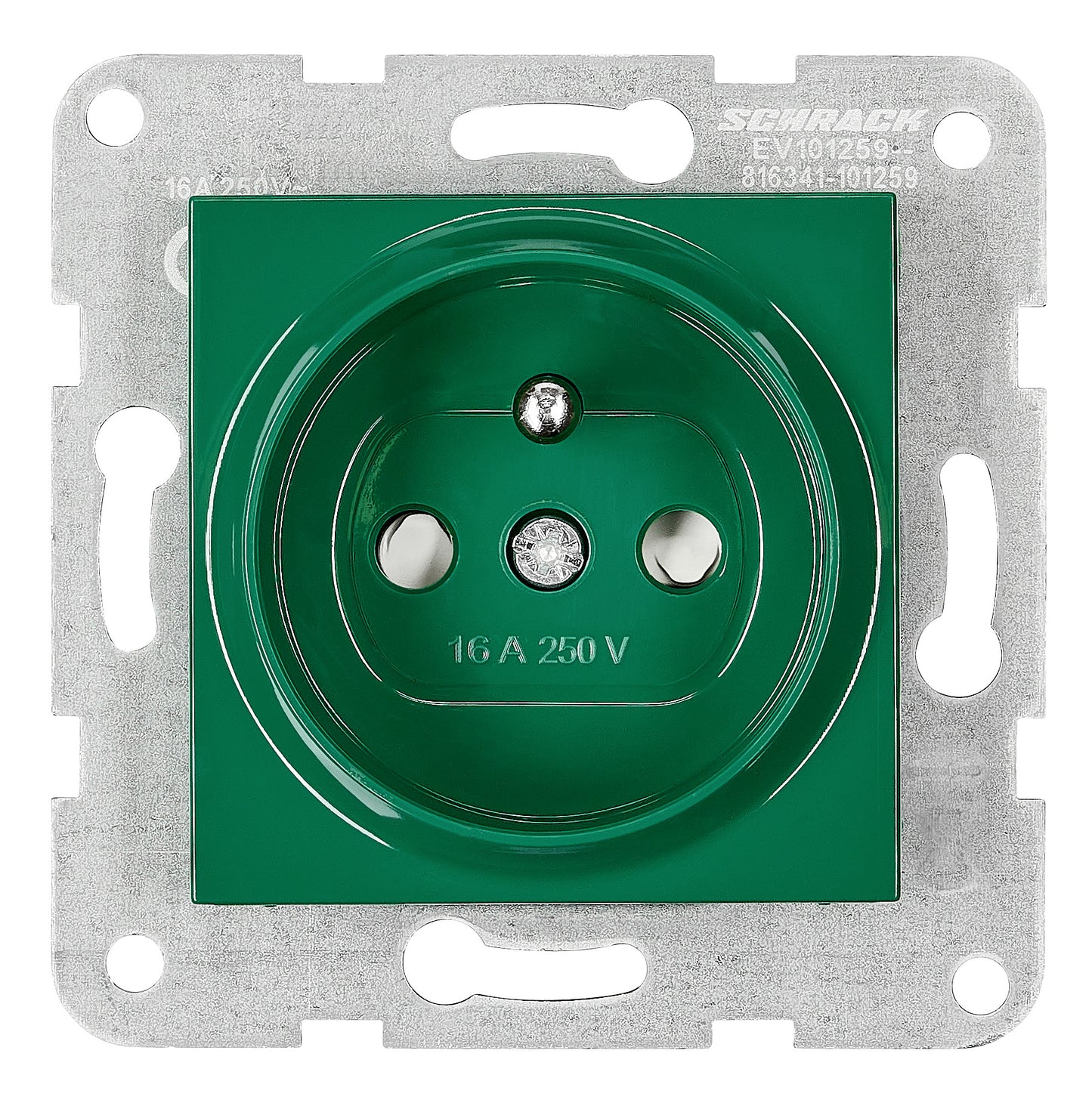 Insert priză, cu pin PE, protecție, cleme elastice,verde