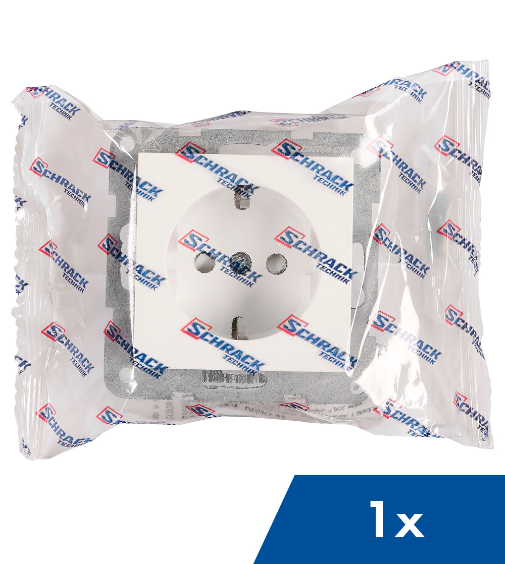 Insert priză, cu protecție, cleme elastice, alb