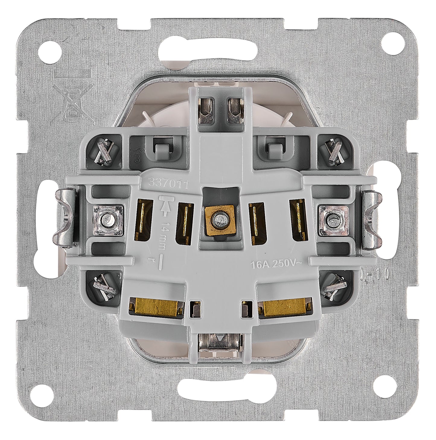 Socket with title block, safety shutter, white