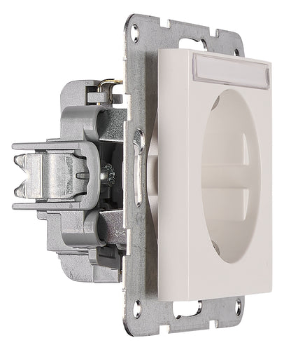 Socket with title block, safety shutter, white