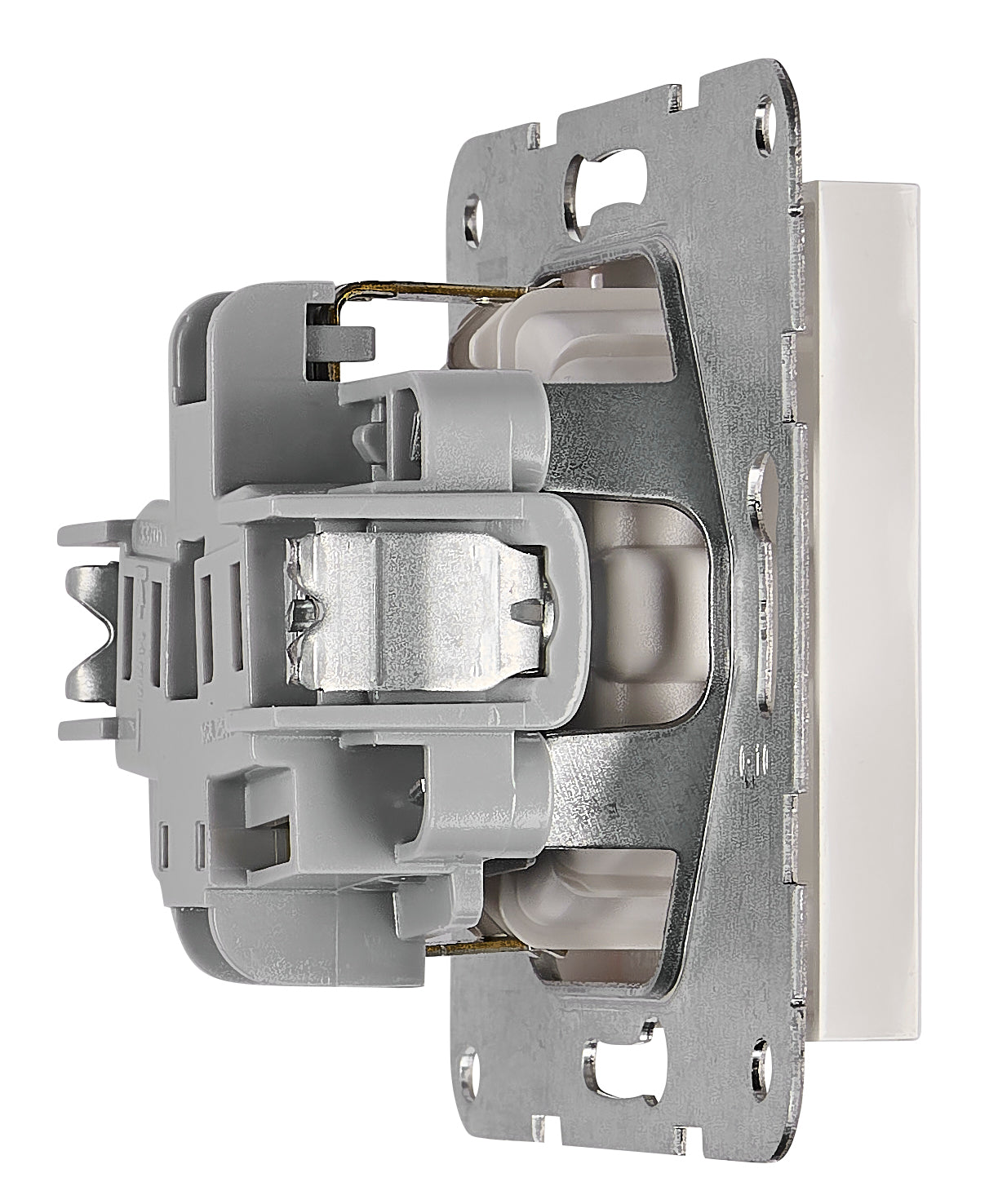 Socket with title block, safety shutter, white