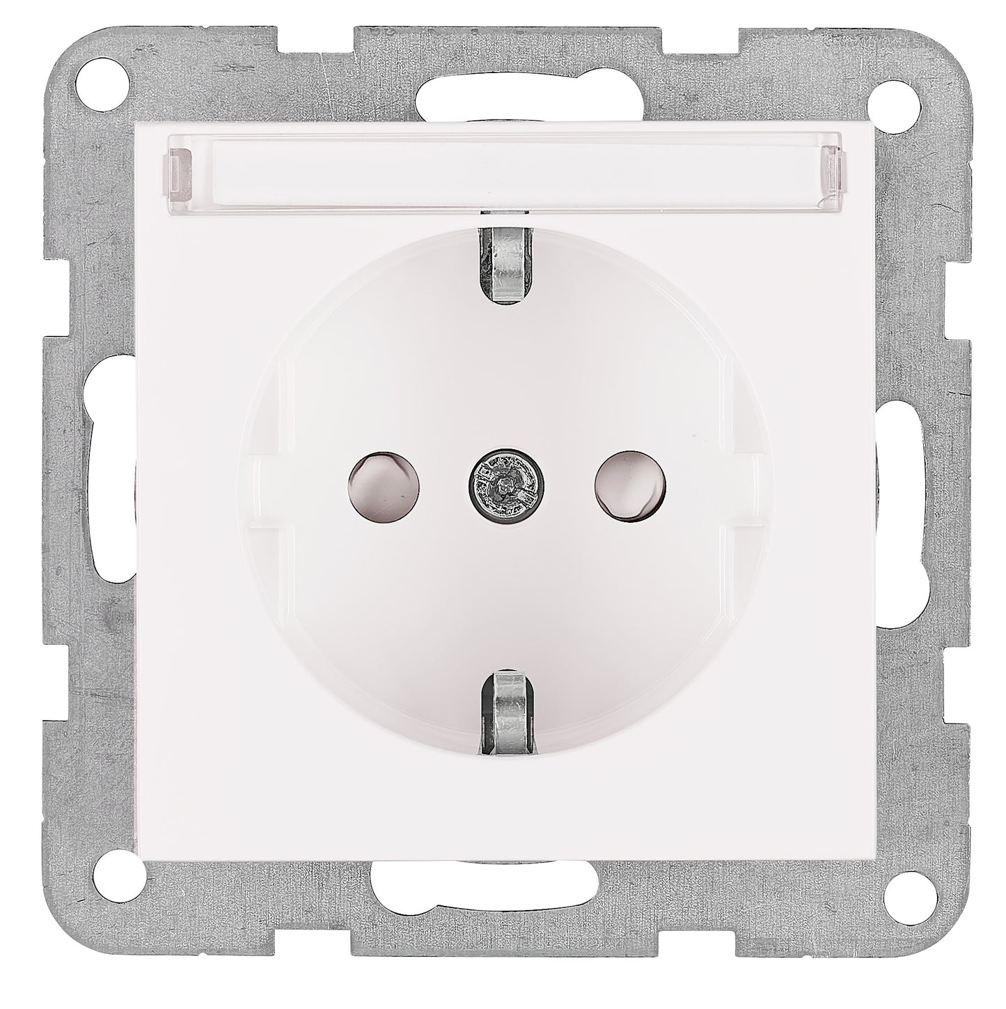 Socket with title block, safety shutter, white