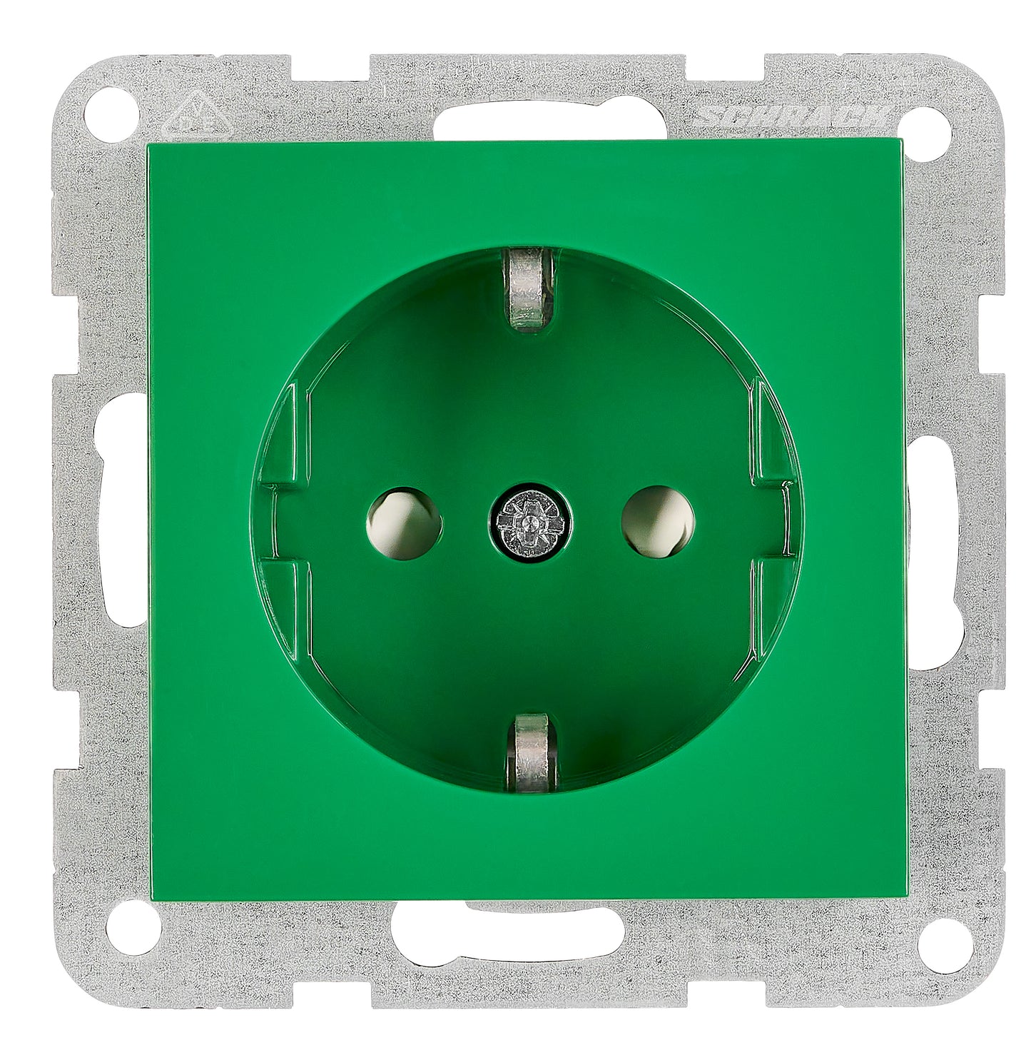 Insert priză, cu protecție, verde, cleme elastice