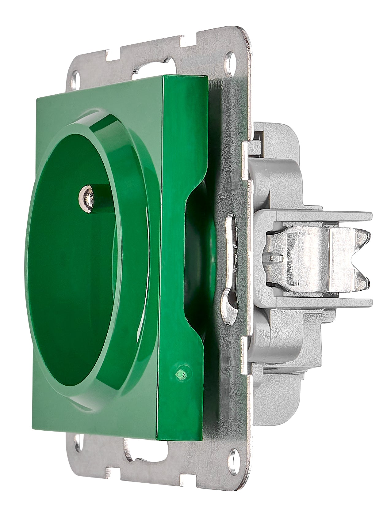 Insert priză, cu pin PE, protecție cleme elastice, verde