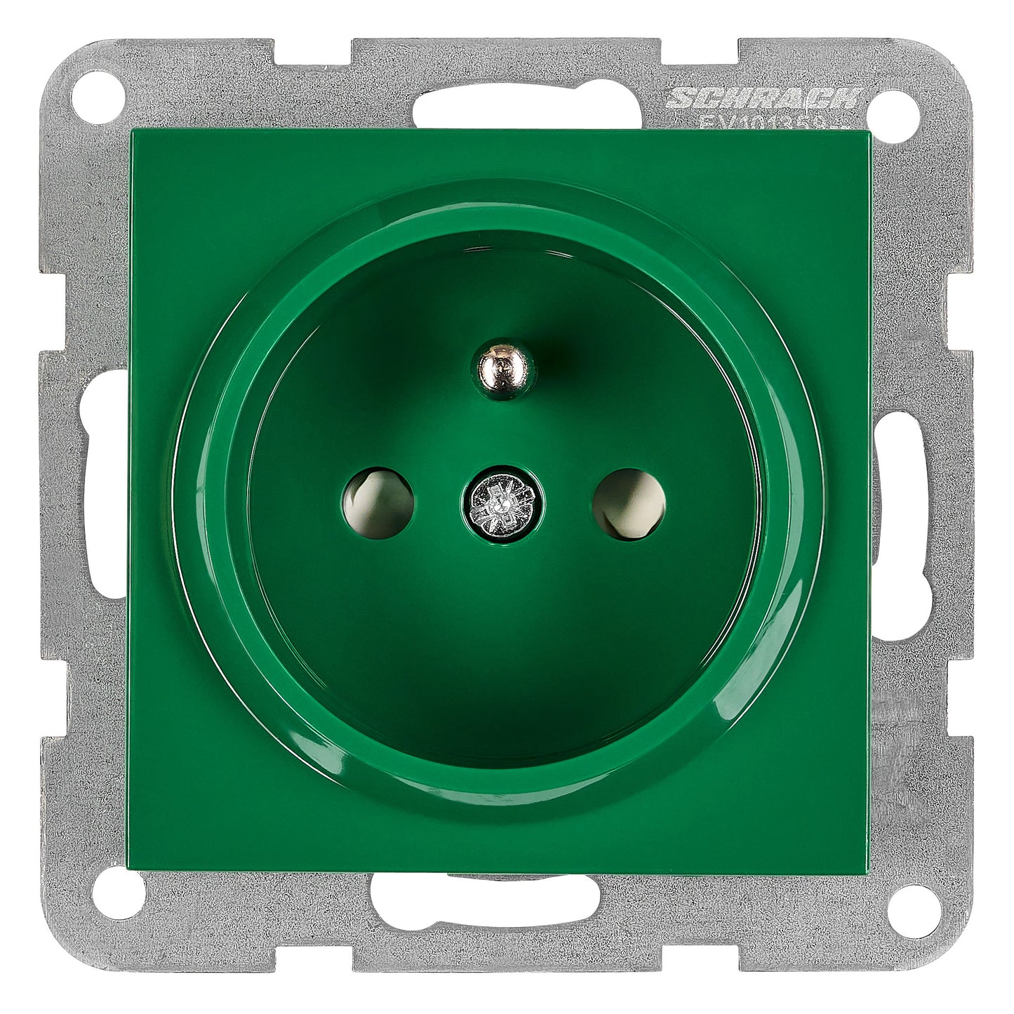 Insert priză, cu pin PE, protecție cleme elastice, verde