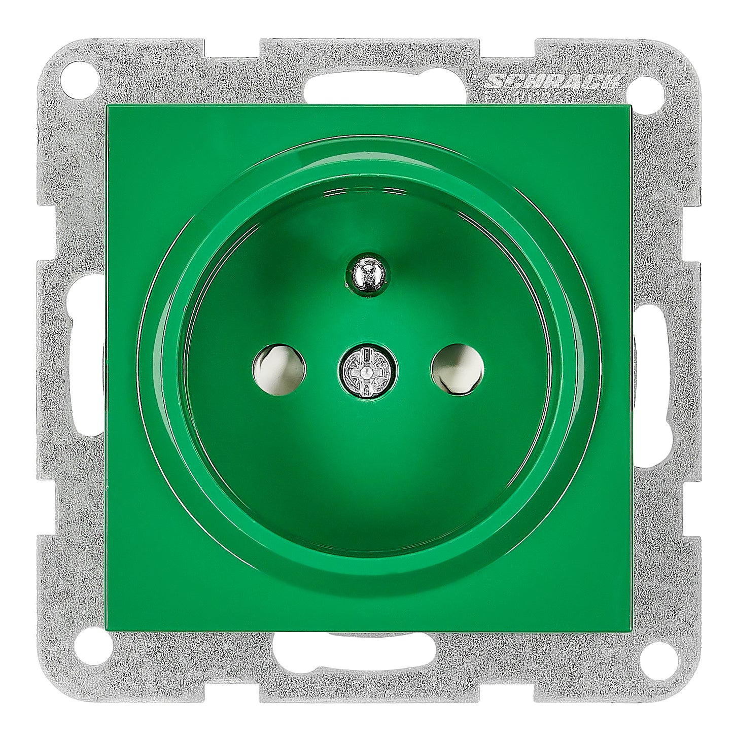 Insert priză, cu pin PE, protecție cleme cu șurub, verde