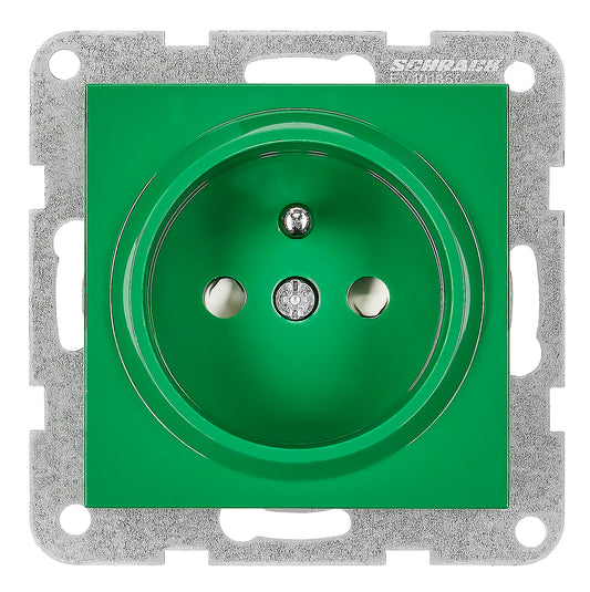 Insert priză, cu pin PE, protecție cleme cu șurub, verde