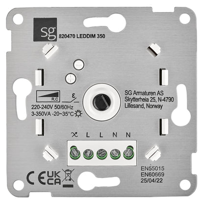 Insert dimmer 3-350VA, pentru LED, include rama VISO S 50