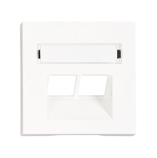 Mască 2*RJ45,cu fereastră de etichetare, albă