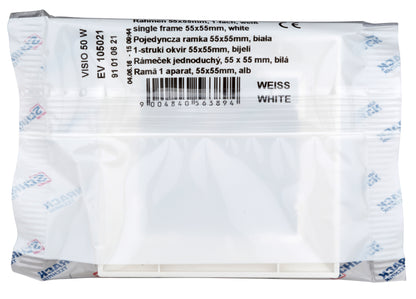 Ramă pentru 1 aparat cu dimensiuni de 55x55mm, albă