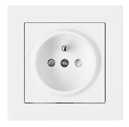 Priză completă, cu protecție și pin PE, albă