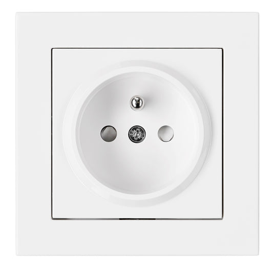 Priză completă, cu protecție și pin PE, albă